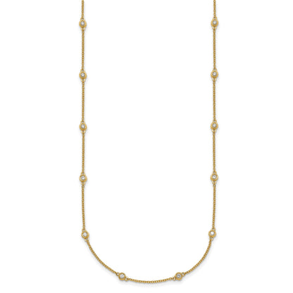 14k Complete 1/2 carat Bezel-set Diamond and Cable Chain 20-Station 20 inch Necklace