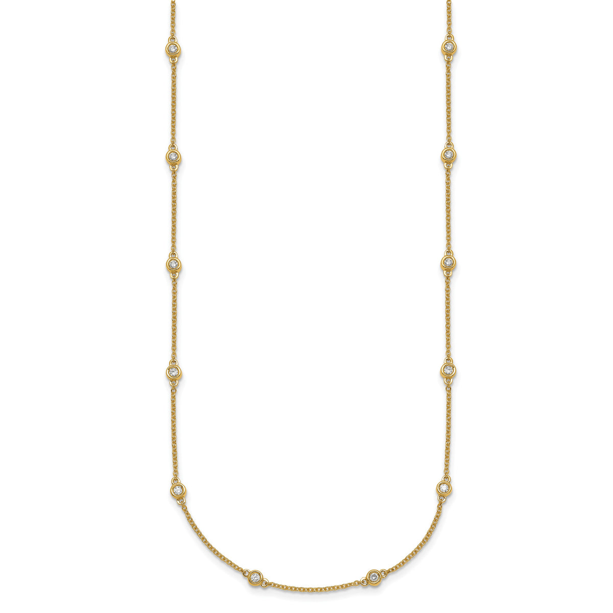 14k Complete 3/8 carat Bezel-set Diamond and Cable Chain 16-Station 16 inch Necklace