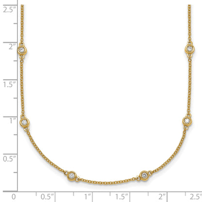 14k Complete 3/8 carat Bezel-set Diamond and Cable Chain 16-Station 16 inch Necklace