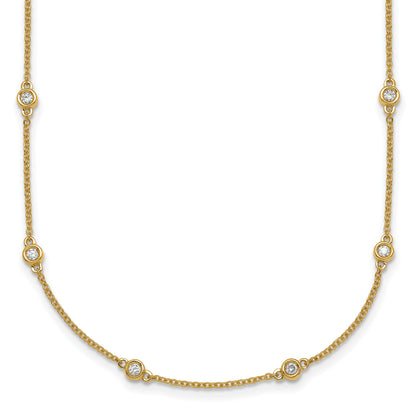 14k Complete 3/8 carat Bezel-set Diamond and Cable Chain 16-Station 16 inch Necklace
