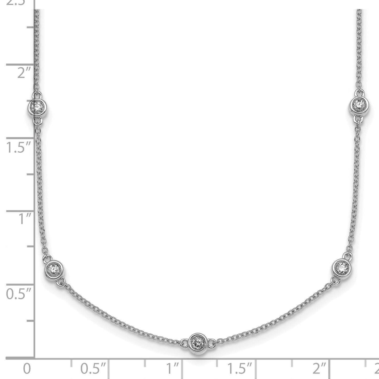 14k White Gold Complete 1/2 carat Bezel-set Diamond and Cable Chain 13-Station 16 inch Necklace