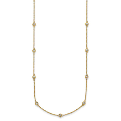 14k Complete 1/2 carat Bezel-set Diamond and Cable Chain 15-Station 18 inch Necklace