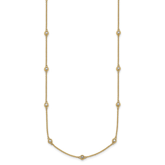 14k Complete 1/2 carat Bezel-set Diamond and Cable Chain 15-Station 18 inch Necklace