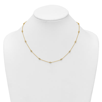 14k Complete 1/2 carat Bezel-set Diamond and Cable Chain 15-Station 18 inch Necklace