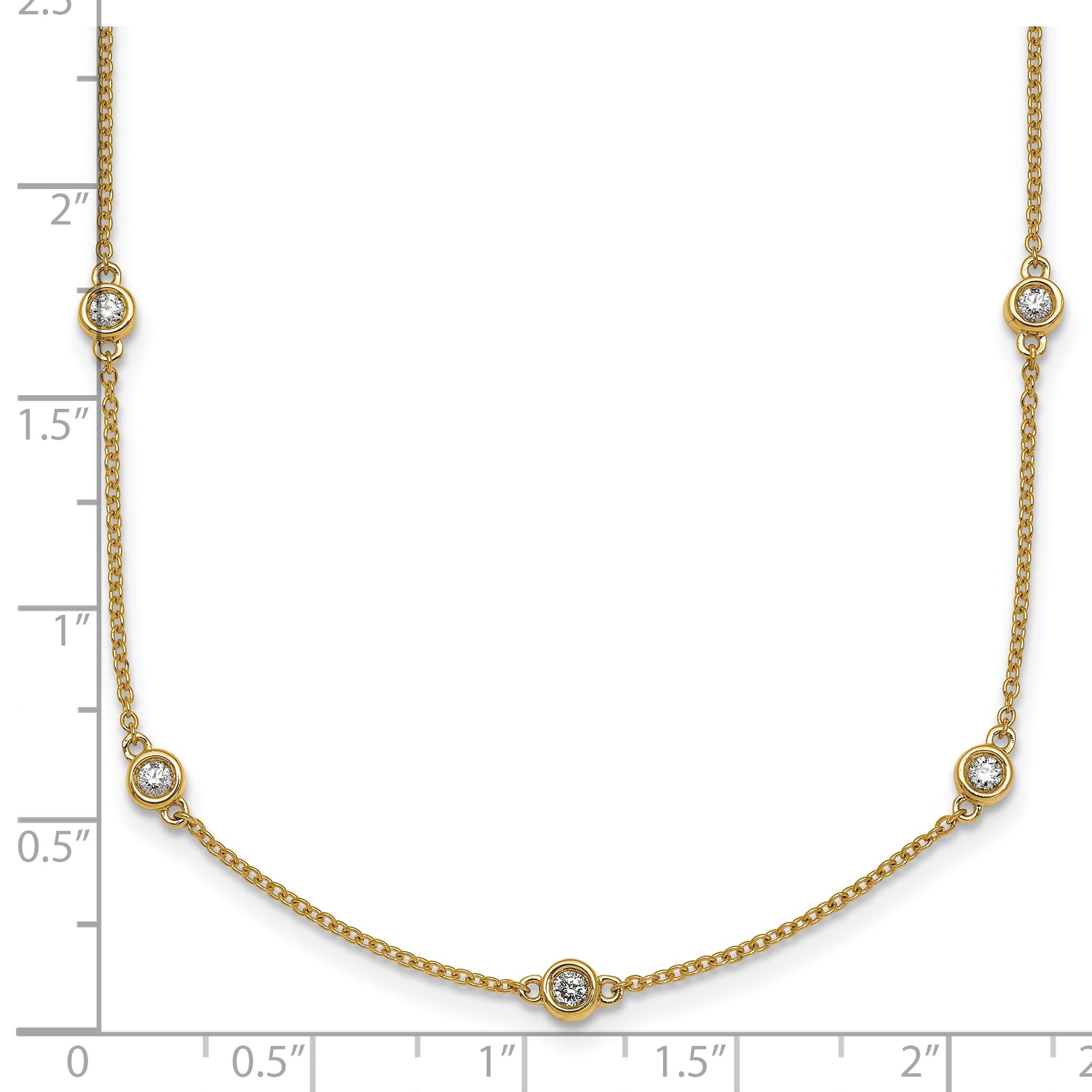 14k Complete 1/2 carat Bezel-set Diamond and Cable Chain 13-Station 16 inch Necklace