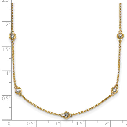 14k Complete 1/2 carat Bezel-set Diamond and Cable Chain 13-Station 16 inch Necklace