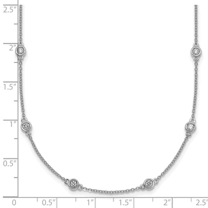 14k White Gold Complete 3/4 carat Bezel-set Diamond and Cable Chain 20-Station 20 inch Necklace