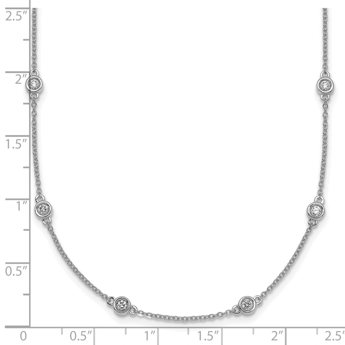 14k White Gold Complete 5/8 carat Bezel-set Diamond and Cable Chain 18-Station 18 inch Necklace