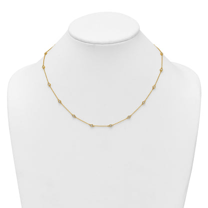 14k Complete 5/8 carat Bezel-set Diamond and Cable Chain 18-Station 18 inch Necklace