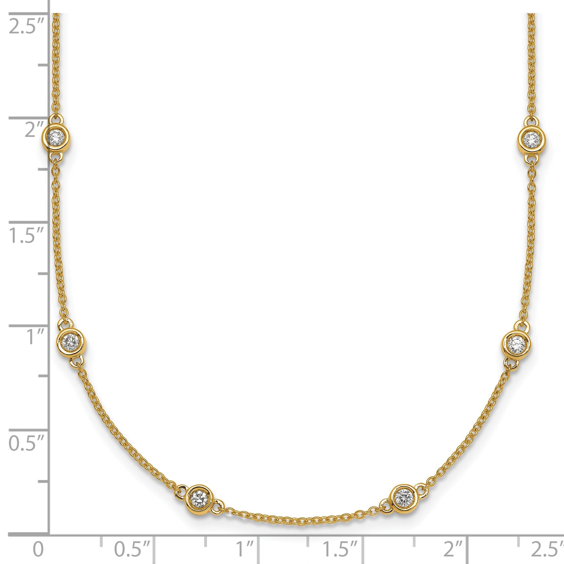 14k Complete 5/8 carat Bezel-set Diamond and Cable Chain 18-Station 18 inch Necklace
