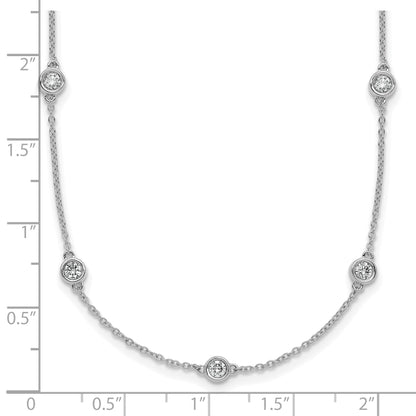 14k White Gold Complete 3/4 carat Bezel-set Diamond and Cable Chain 13-Station 16 inch Necklace