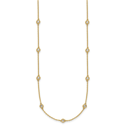 14k Complete 7/8 carat Bezel-set Diamond and Cable Chain 16-Station 20 inch Necklace
