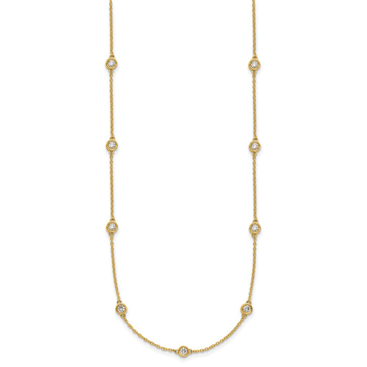 14k Complete 7/8 carat Bezel-set Diamond and Cable Chain 15-Station 18 inch Necklace