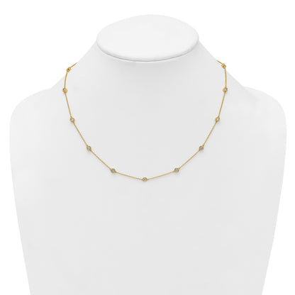 14k Complete 7/8 carat Bezel-set Diamond and Cable Chain 15-Station 18 inch Necklace
