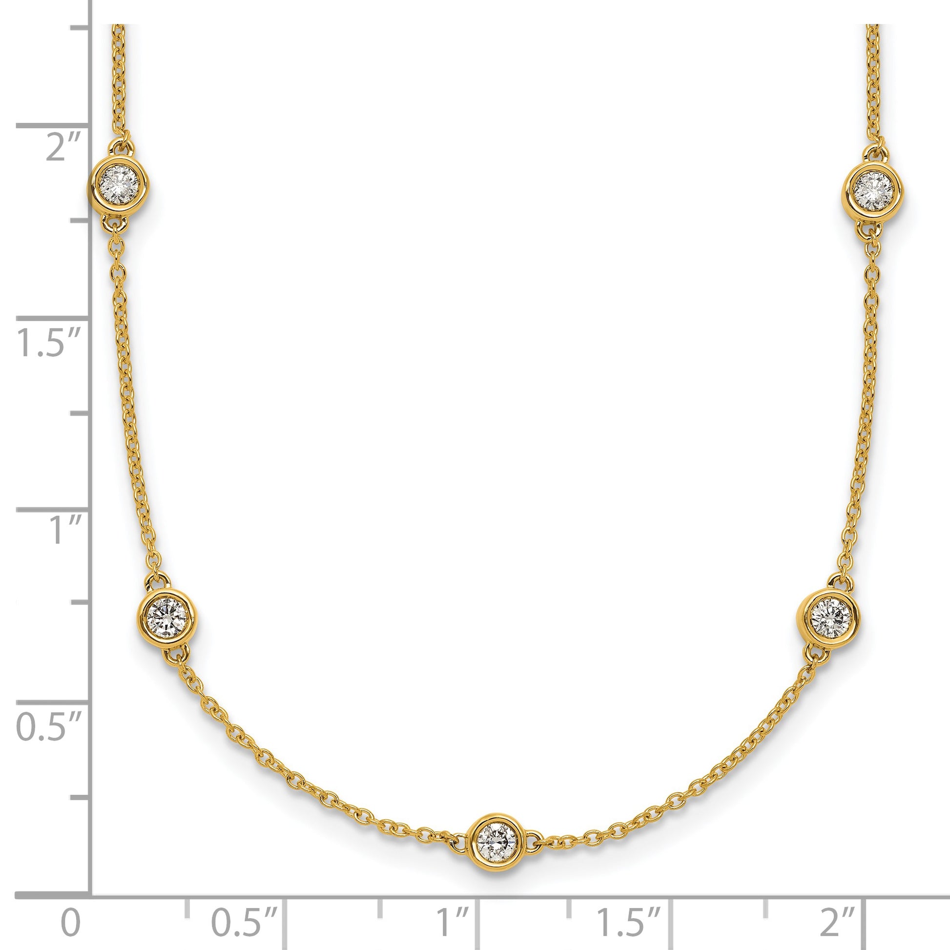 14k Complete 7/8 carat Bezel-set Diamond and Cable Chain 16-Station 20 inch Necklace