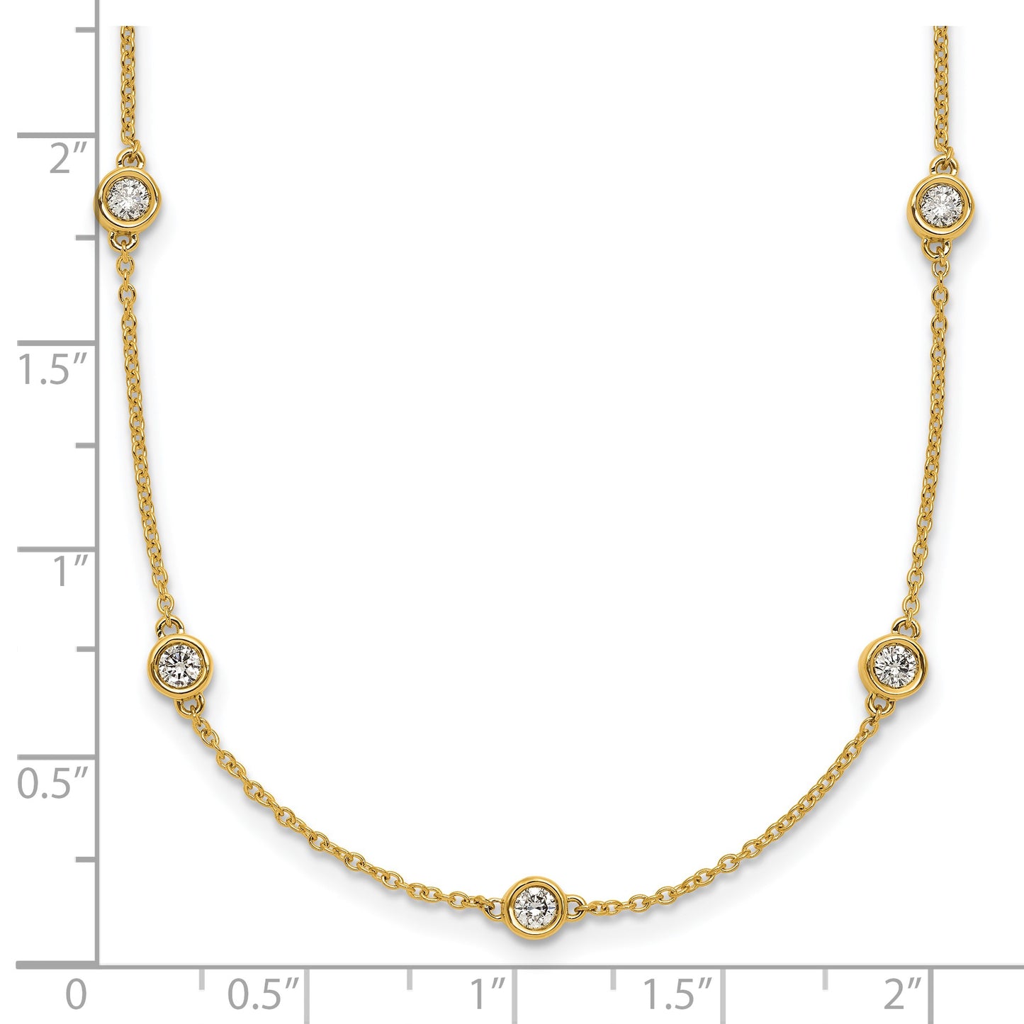 14k Complete 3/4 carat Bezel-set Diamond and Cable Chain 13-Station 16 inch Necklace