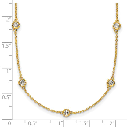 14k Complete 3/4 carat Bezel-set Diamond and Cable Chain 13-Station 16 inch Necklace