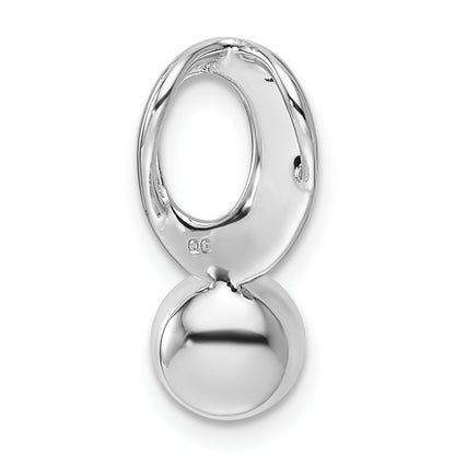 14K White Gold Polished 1/15 carat Diamond and White Freshwater Cultured Pearl Chain Slide