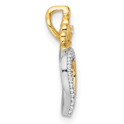 14K Two-tone 1/15 carat Diamond Quinceanera 15 Heart with Crown Chain Slide