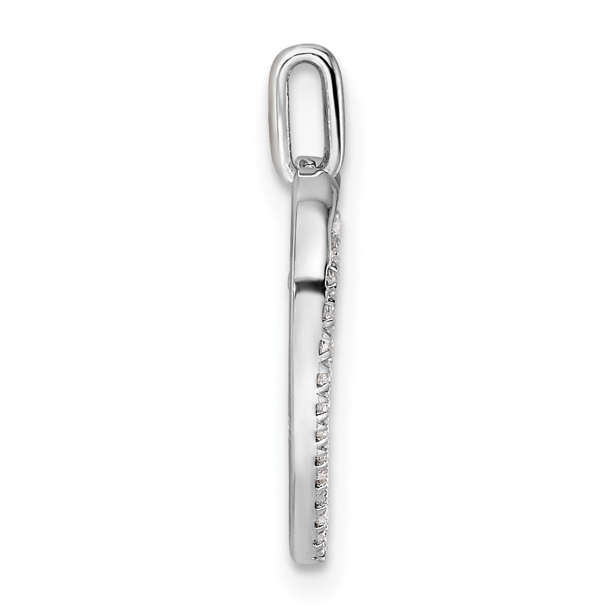 14K White Gold Polished 1/6 carat Diamond Heart Dangle Cross Pendant