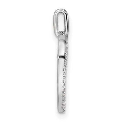 14K White Gold Polished 1/6 carat Diamond Heart Dangle Cross Pendant
