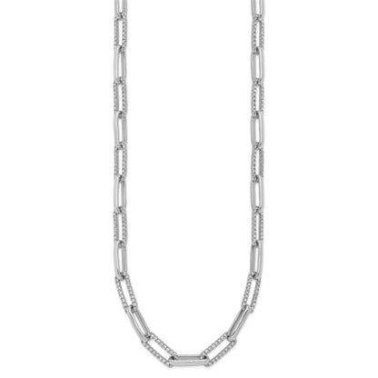 14k White Gold Polished 3.69 carat Diamond Paperclip Link 18 inch Necklace