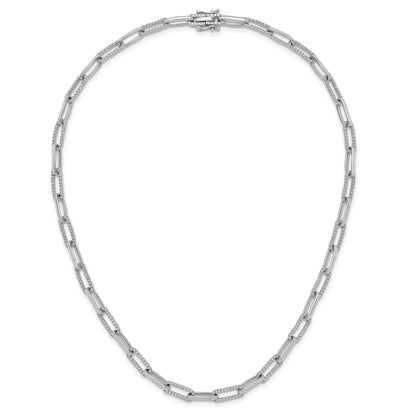 14k White Gold Polished 3.69 carat Diamond Paperclip Link 18 inch Necklace