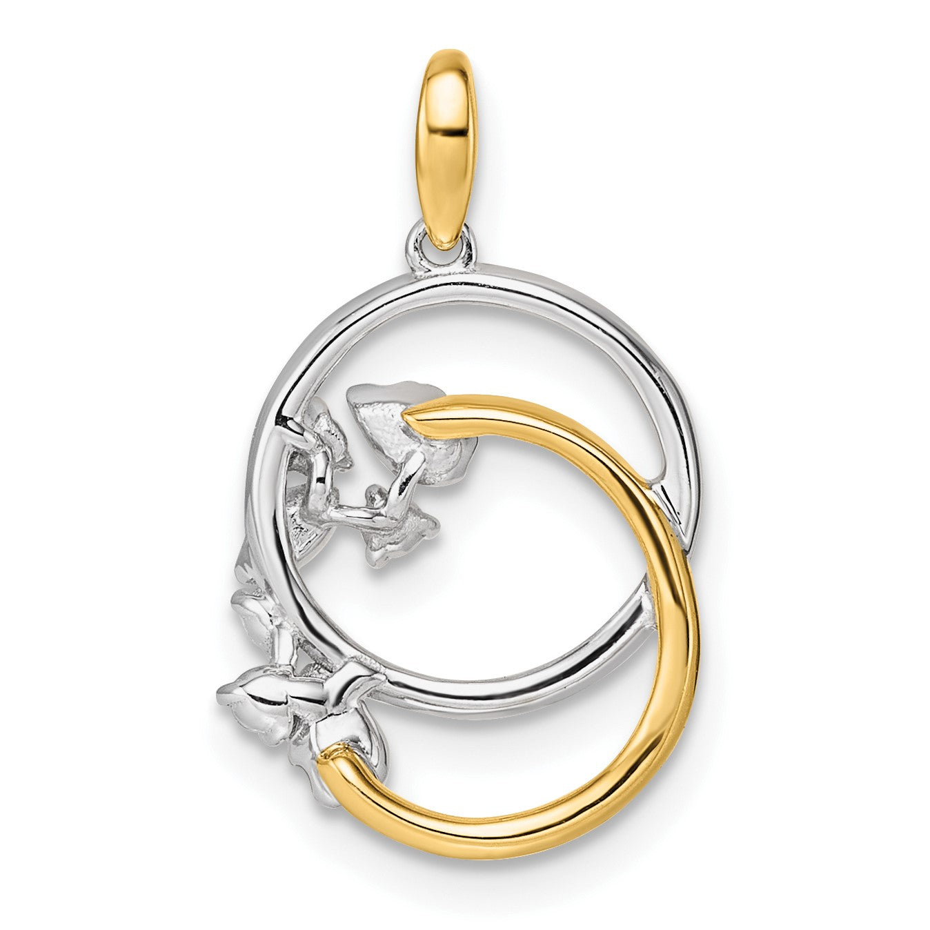 14K Two-tone Polished 1/5 carat Diamond Intertwined Circles Pendant