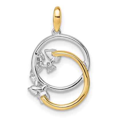 14K Two-tone Polished 1/5 carat Diamond Intertwined Circles Pendant