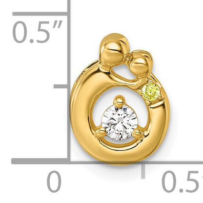 14k 1 Birthstone and Dia Mother/Child Chain Slide Semi-mount