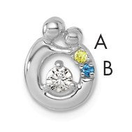 14k WG 2 Birthstone and Dia Mother/Child Chain Slide Semi-mount