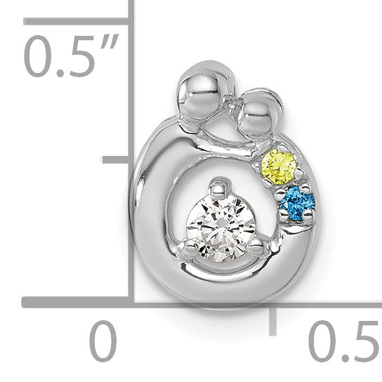 14k WG 2 Birthstone and Dia Mother/Child Chain Slide Semi-mount
