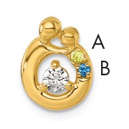 14k 2 Birthstone and Dia Mother/Child Chain Slide Semi-mount
