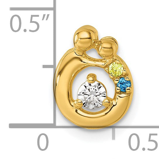 14k 2 Birthstone and Dia Mother/Child Chain Slide Semi-mount