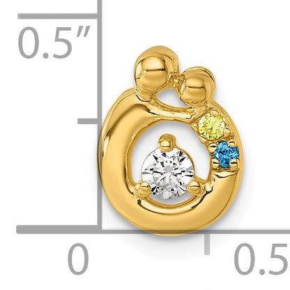 14k 2 Birthstone and Dia Mother/Child Chain Slide Semi-mount