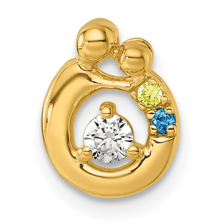 14k 2 Birthstone and Dia Mother/Child Chain Slide Semi-mount
