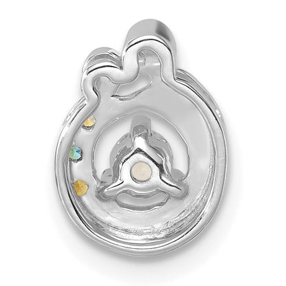 14k WG 3 Birthstone and Dia Mother/Child Chain Slide Semi-mount