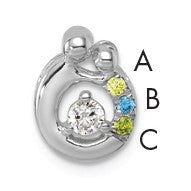 14k WG 3 Birthstone and Dia Mother/Child Chain Slide Semi-mount