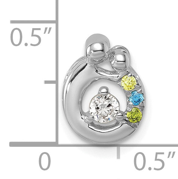 14k WG 3 Birthstone and Dia Mother/Child Chain Slide Semi-mount