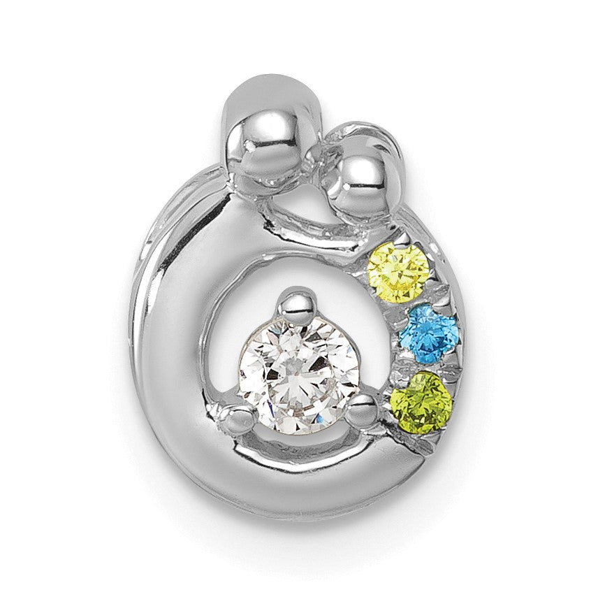 14k WG 3 Birthstone and Dia Mother/Child Chain Slide Semi-mount