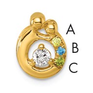 14k 3 Birthstone and Dia Mother/Child Chain Slide Semi-mount