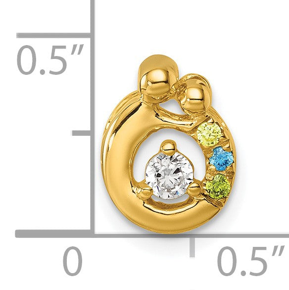 14k 3 Birthstone and Dia Mother/Child Chain Slide Semi-mount
