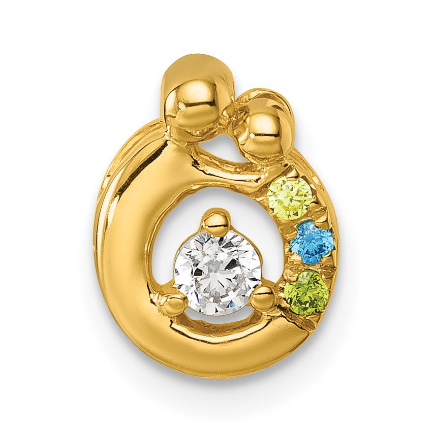 14k 3 Birthstone and Dia Mother/Child Chain Slide Semi-mount