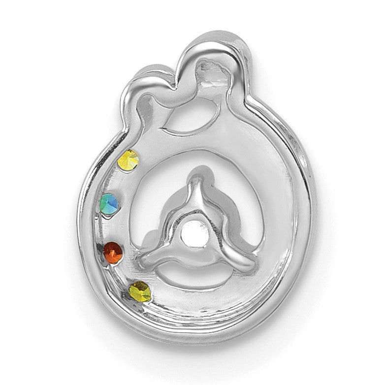 14k WG 4 Birthstone and Dia Mother/Child Chain Slide Semi-mount