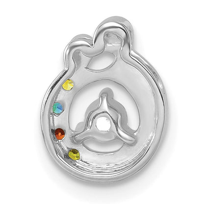 14k WG 4 Birthstone and Dia Mother/Child Chain Slide Semi-mount