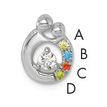 14k WG 4 Birthstone and Dia Mother/Child Chain Slide Semi-mount