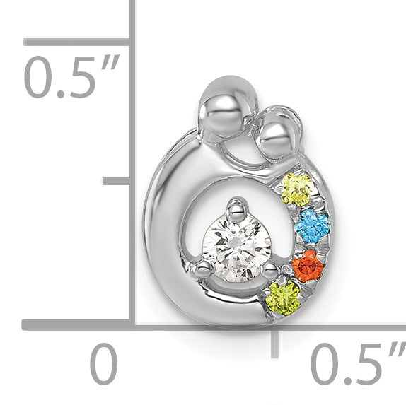 14k WG 4 Birthstone and Dia Mother/Child Chain Slide Semi-mount