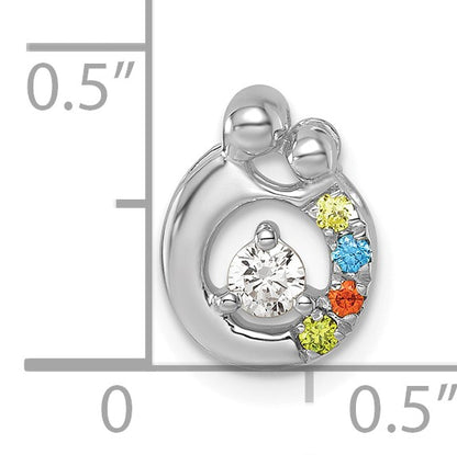 14k WG 4 Birthstone and Dia Mother/Child Chain Slide Semi-mount