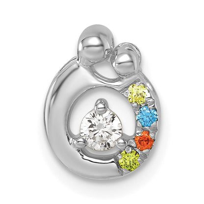 14k WG 4 Birthstone and Dia Mother/Child Chain Slide Semi-mount