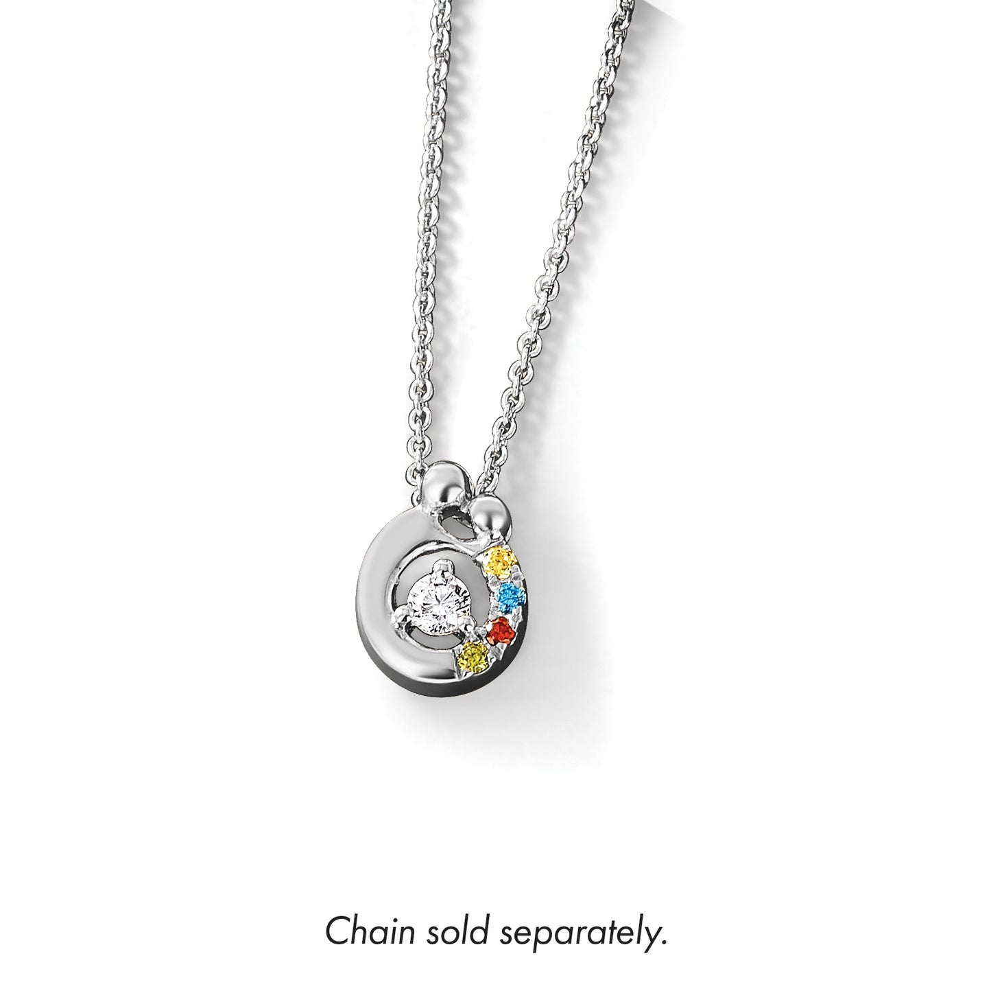 14k WG 4 Birthstone and Dia Mother/Child Chain Slide Semi-mount